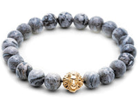 Atolyestone Bracelet - 18K YELLOW GOLD LION GREY JASPER