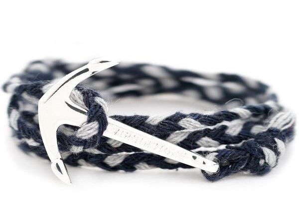 Virginstone Cotton Bracelet - Anchor Bracelet Blue, White And Silver